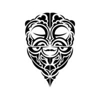 Masks of gods in ornamental style. Polynesian tribal patterns. Suitable for prints. Isolated. Black ornament, illustration. vector