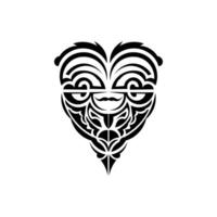 Viking faces in ornamental style. Polynesian tribal patterns. Suitable for prints. Isolated. . vector