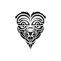 Viking faces in ornamental style. Polynesian tribal patterns. Suitable for prints. Isolated. Vector. vector