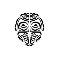 Ornamental faces. Polynesian tribal patterns. Suitable for prints. Isolated. Black ornament, vector illustration.