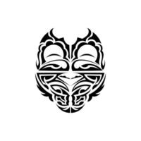 ornamental caras. hawaiano tribal patrones. adecuado para huellas dactilares. aislado en blanco antecedentes. negro ornamento, vector ilustración.