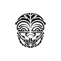 Ornamental faces. Hawaiian tribal patterns. Suitable for prints. Isolated on white background. Black ornament, . vector