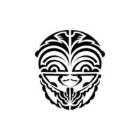 Ornamental faces. Hawaiian tribal patterns. Suitable for prints. Isolated on white background. Black ornament, vector. vector