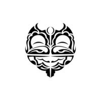 Viking faces in ornamental style. Hawaiian tribal patterns. Suitable for prints. Isolated. Vector illustration.