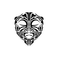 Ornamental faces. Polynesian tribal patterns. Suitable for tattoos. Isolated on white background. Black ornament, vector illustration.