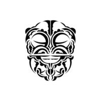 Ornamental faces. Polynesian tribal patterns. Suitable for prints. Isolated on white background. Black ornament, . vector