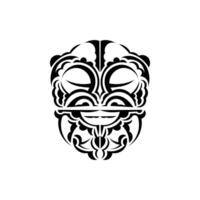 Ornamental faces. Polynesian tribal patterns. Suitable for prints. Isolated on white background. Black ornament, vector. vector