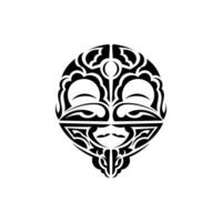 Ornamental faces. Polynesian tribal patterns. Suitable for prints. Isolated on white background. illustration. vector