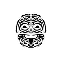 Viking faces in ornamental style. Maori tribal patterns. Suitable for tattoos. Isolated. Black ornament, vector. vector
