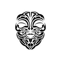 Ornamental faces. Polynesian tribal patterns. Suitable for prints. Isolated. Vector illustration.