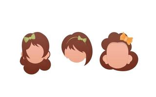 Set of baby girls faces isolated on white background. Cartoon style. Vector illustration.