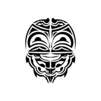 Ornamental faces. Hawaiian tribal patterns. Suitable for tattoos. Isolated on white background. Black ornament, vector. vector