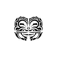 Viking faces in ornamental style. Polynesian tribal patterns. Suitable for prints. Isolated on white background. Vector illustration.