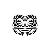 Viking faces in ornamental style. Polynesian tribal patterns. Suitable for prints. Isolated on white background. Vector illustration.