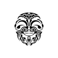 Ornamental faces. Maori tribal patterns. Suitable for prints. Isolated. Black ornament, vector illustration.