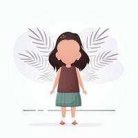 linda bebé niña en dibujos animados estilo. póster con un Adolescente niña quien es representado en lleno crecimiento. vector. vector