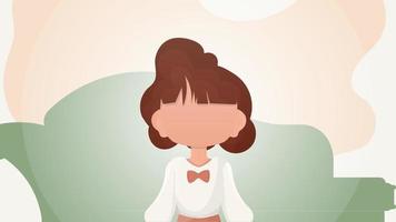 Cute girl in flat style. Poster with a teenage girl. Vector. vector