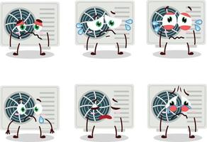 Air conditioner cartoon character with sad expression vector