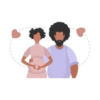 un hombre y un embarazada mujer son representado hasta la cintura. aislado en blanco antecedentes. contento el embarazo concepto. linda ilustración en plano estilo. vector