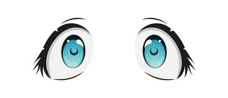 Happy Anime Face. Manga Style Big Blue Eyes, Little Nose And Kawaii Mouth.  Hand Drawn Vector Illustration. Isolated On White. Royalty Free SVG,  Cliparts, Vectors, and Stock Illustration. Image 148728907.