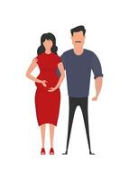 Man and pregnant woman in full growth. isolated. Happy pregnancy concept. in cartoon style. vector