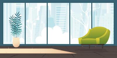 Room With a large panoramic window for your scenes. Vector in cartoon style.