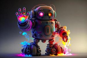 Cute robot waving hand photo