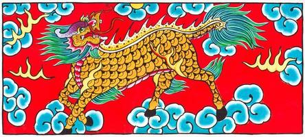 Traditional Thai style painting art Horse head Dragon photo