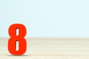 Shot of a number eight made of red plastic photo