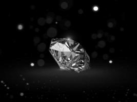 Dazzling diamond on black background with abstract lights. 3d render photo