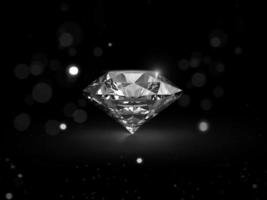 Dazzling diamond on black background with abstract lights. 3d render photo