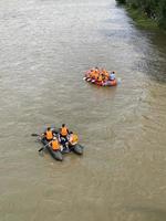 Rafting on catamarans on the Irkut river, Russia photo