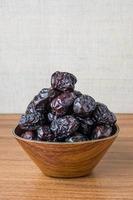 Delicious ajwa dates kurma nabi, Much sought after during the month of Ramadan as a dish for breaking the fast, ramadhan kareem, empty space, copy space. photo