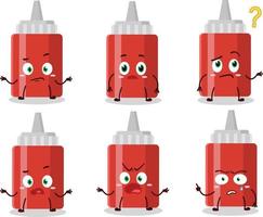 Cartoon character of sauce bottle with what expression vector