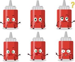 Cartoon character of sauce bottle with what expression vector