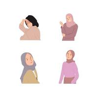 hijab muslim woman character collection vector