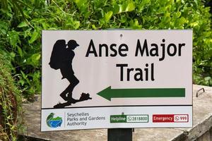 Mahe Seychelles 12.03.2023 Anse major nature trail sign board. photo