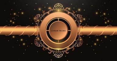 elegant hexagon frame with rounded gold vector