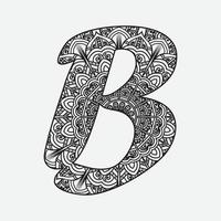 Floral alphabet letter coloring book for adults vector illustration.