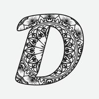 Floral alphabet letter coloring book for adults vector illustration.