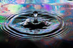 Water droplets creating ripple in liquid photo