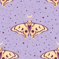 Vector pattern with the constellations of the zodiacs and a butterfly