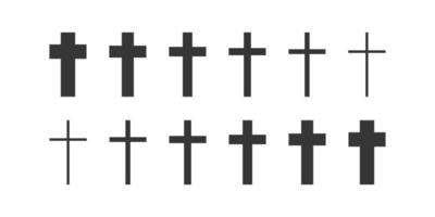 Set of Christian cross vector symbol. Christian cross icons.