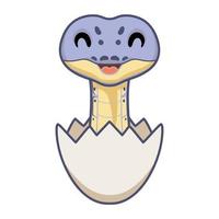 Cute killer clown ball python cartoon inside an egg vector