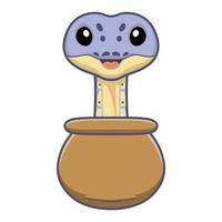 Cute killer clown ball python cartoon inside the sack vector