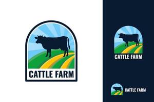 Cattle farm logo template design. Black angus badge vector. vector