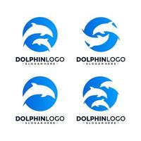 Set of dolphin logo vector