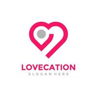 Love location logo design template. Concept of favorite place isolated with flat style icon modern. Creative map pointer with heart vector symbol.