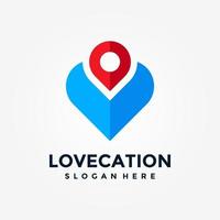 amor ubicación logo diseño modelo. concepto de favorito sitio aislado con plano estilo icono moderno. creativo mapa puntero con corazón vector símbolo.