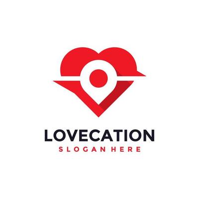 Love location logo design template. Concept of favorite place isolated with flat style icon modern. Creative map pointer with heart vector symbol.